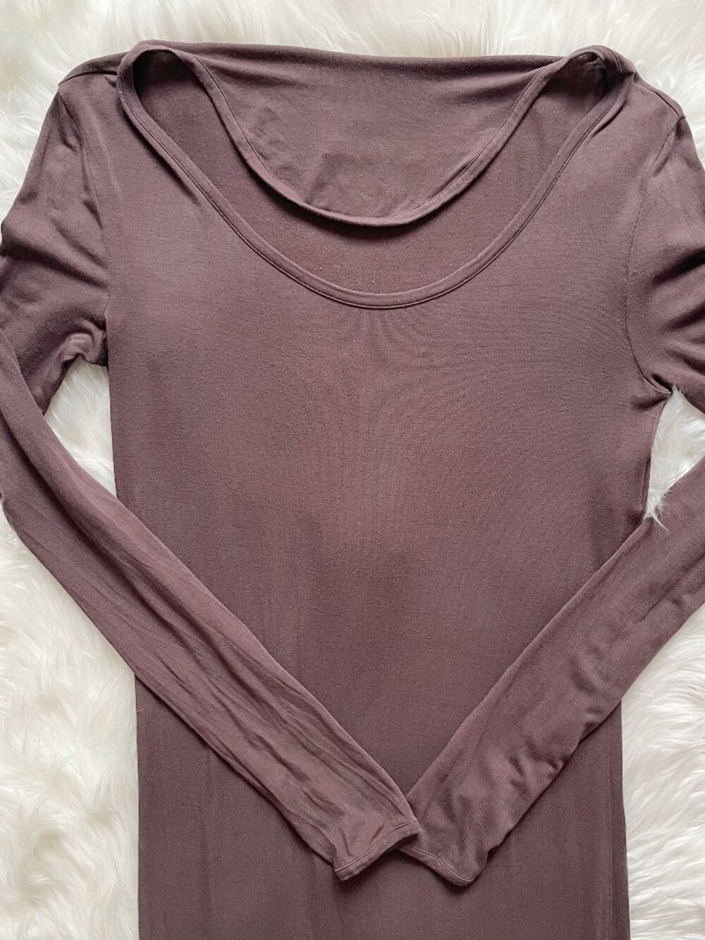 MM6 Maison Martin Margiela Chocolate Brown Modal Stretch Long Sleeve Maxi Dress